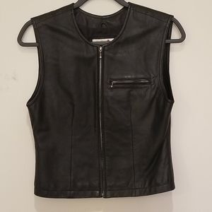 Genuine leather vest black (S)